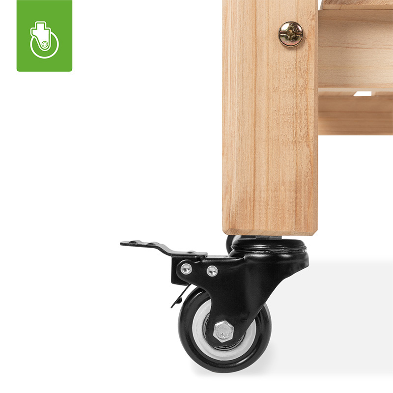 Cama de jardín elevada 48x24x32in Maceta de madera elevada móvil con ruedas bloqueables, estante de almacenamiento, revestimiento