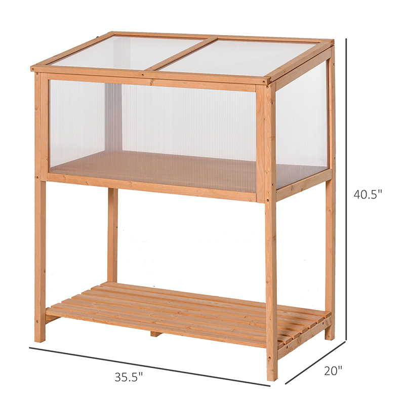 36' x 20' x 41' Caja de protección de plantas en maceta elevada para invernadero al aire libre con parte superior que se puede abrir, marco frío de madera naranja