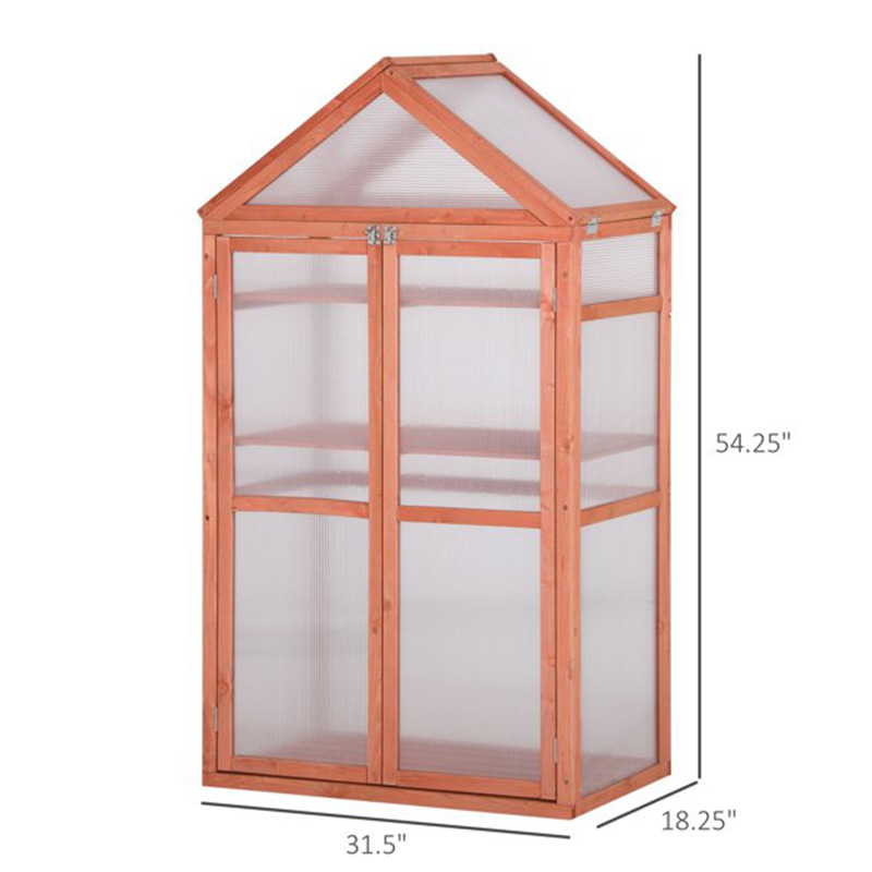 Invernadero de marco frío de madera de 32 'x 19' x 54 'para plantas Tablero de PC Naranja