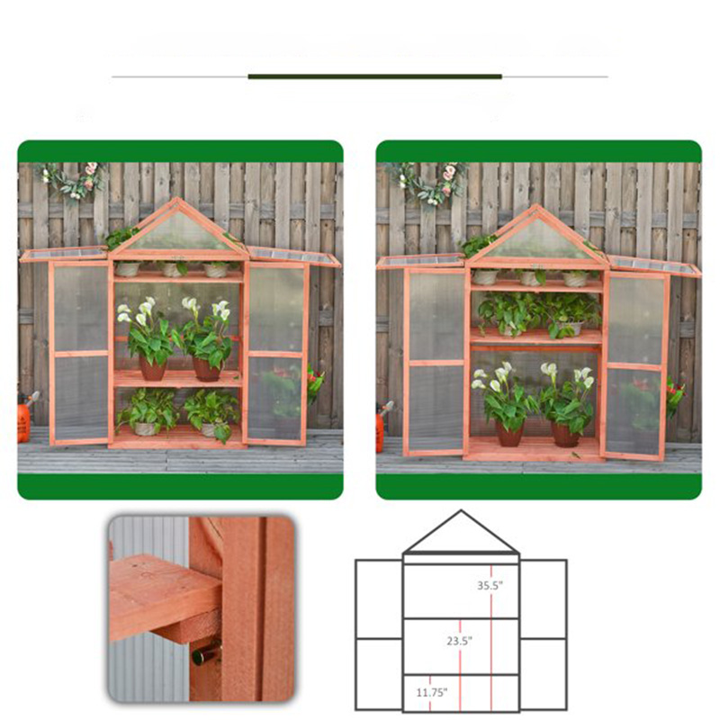 Invernadero de marco frío de madera de 32 'x 19' x 54 'para plantas Tablero de PC Naranja