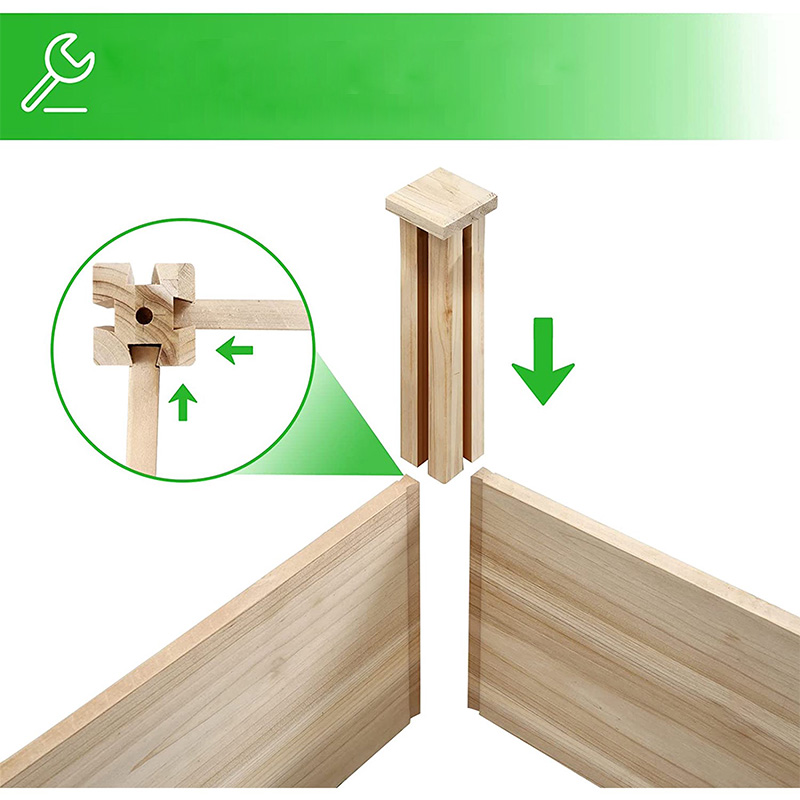 Cama de jardín elevada 8 × 4 × 1FT Cama de jardín de madera Caja de jardinera elevada Jardín al aire libre Kit de cama elevada para vegetales Flor Hierba Jardinería Patio trasero Patio Madera natural