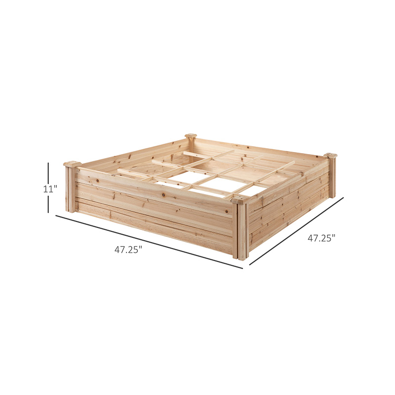 Caja de cama de jardín elevada de 3.9 pies x 3.9 pies con rejilla de crecimiento segmentada, material de madera para plantas y hierbas de patio trasero