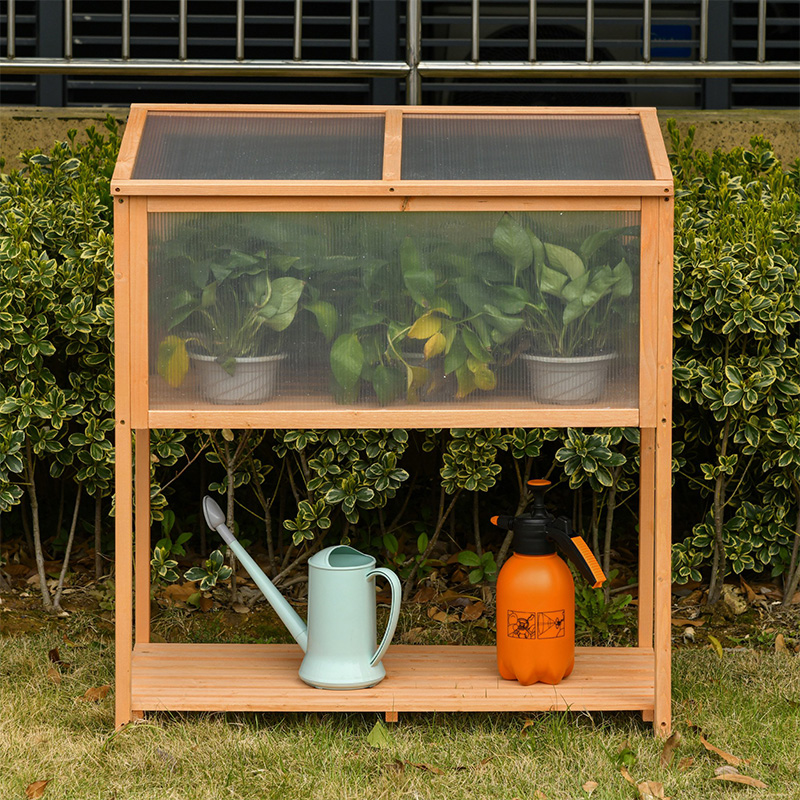 36' x 20' x 41' Caja de protección de plantas en maceta elevada para invernadero al aire libre con parte superior que se puede abrir, marco frío de madera naranja