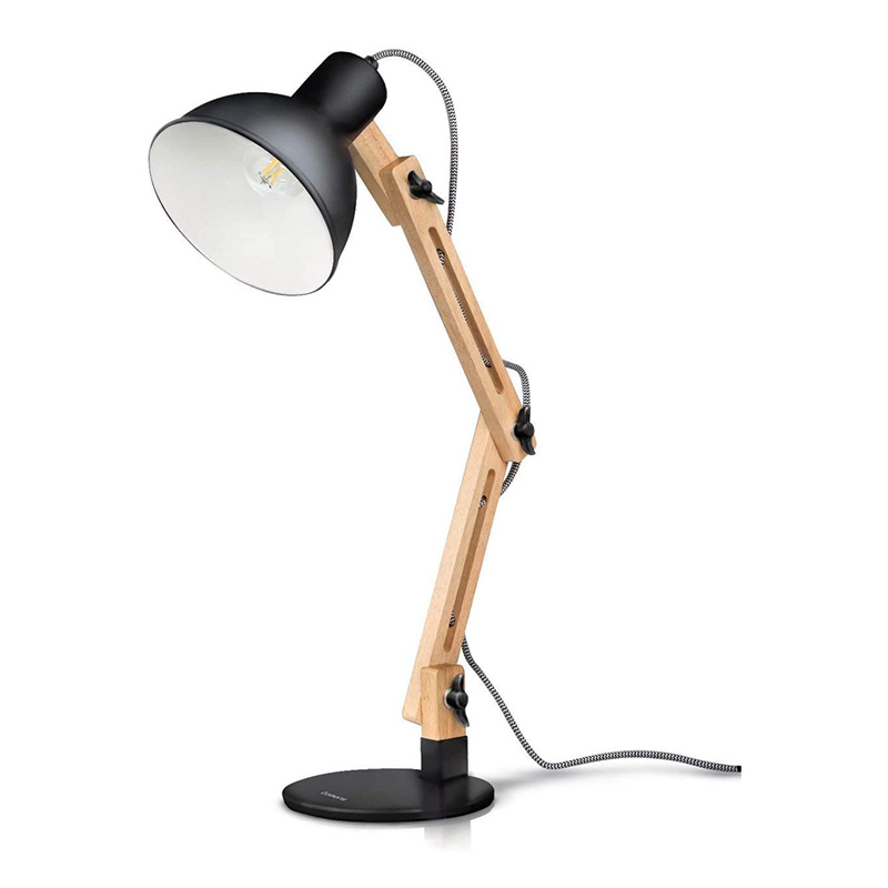 Lámpara de escritorio con brazo oscilante de madera, diseñador, luces de lectura, lámpara de estudio, lámpara de trabajo, lámpara de oficina, lámpara de mesita de noche - blanco dgsfwsdwr / negro