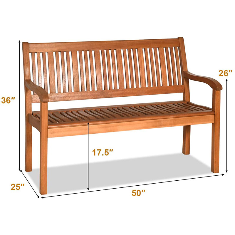 Banco de jardín plegable para exteriores, banco de madera para patio de 2 plazas, silla Loveseat con respaldo y reposabrazos para patio, porche o balcón, amarillo