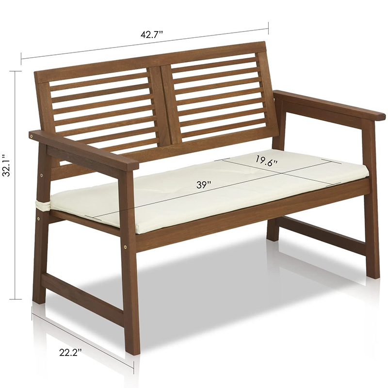 Banco de jardín plegable para exteriores, banco de madera para patio de 2 plazas, silla Loveseat con respaldo y reposabrazos para patio, porche o balcón, amarillo