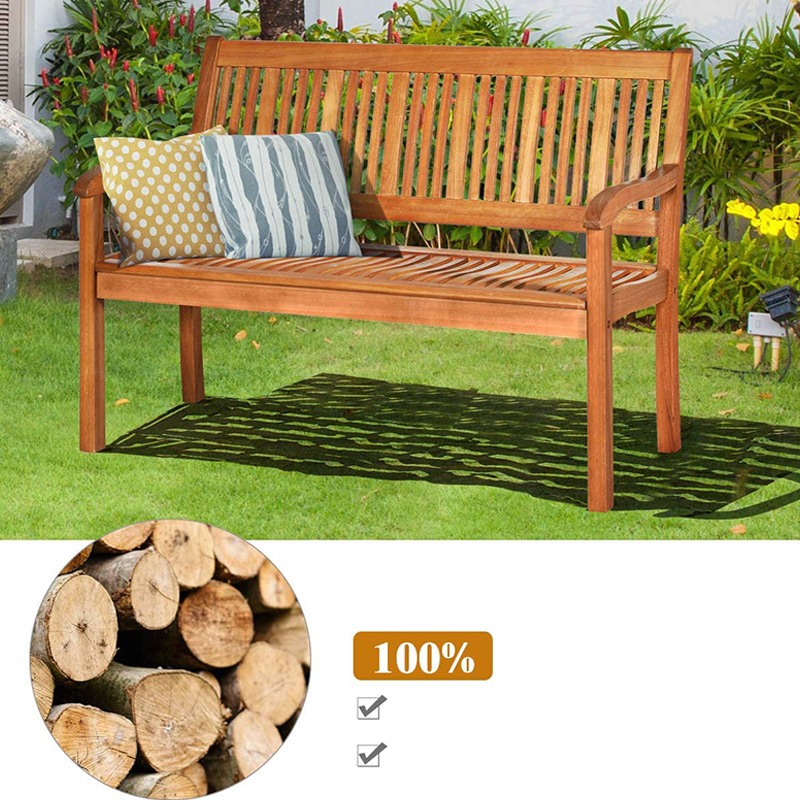 Banco de jardín plegable para exteriores, banco de madera para patio de 2 plazas, silla Loveseat con respaldo y reposabrazos para patio, porche o balcón, amarillo