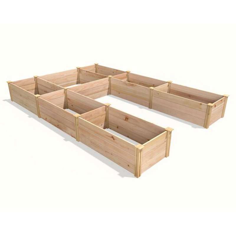 Cama de jardín elevada 8 × 4 × 1FT Cama de jardín de madera Caja de jardinera elevada Jardín al aire libre Kit de cama elevada para vegetales Flor Hierba Jardinería Patio trasero Patio Madera natural