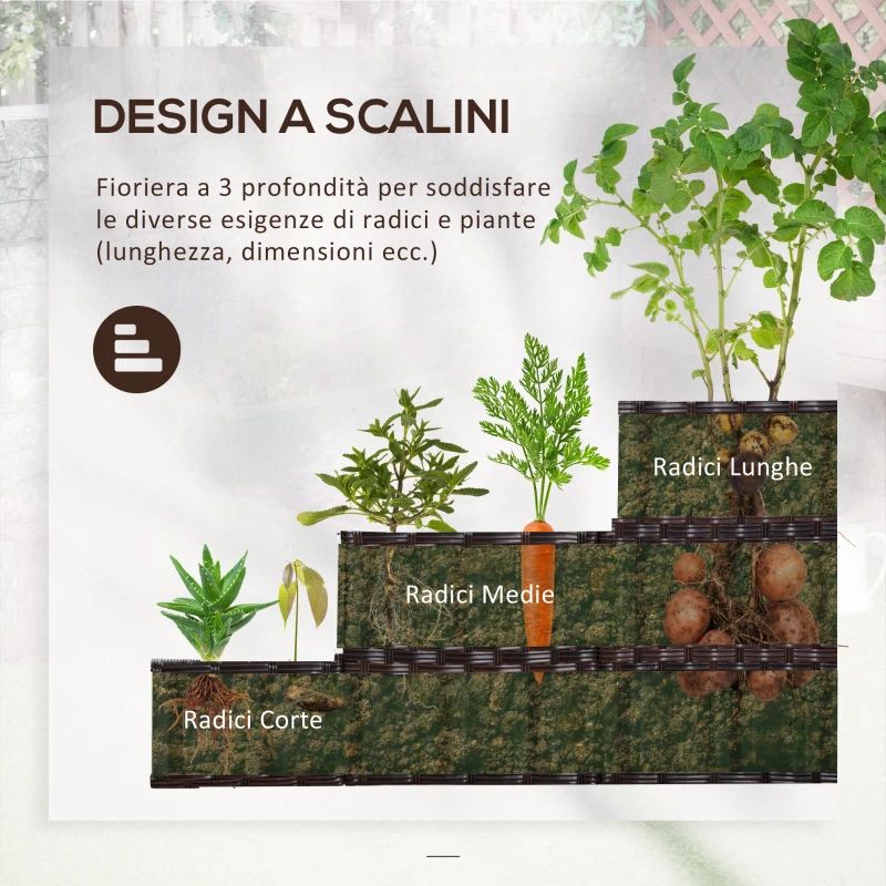 Maceta de flores de ratán para interiores/exteriores con estante de almacenamiento de herramientas debajo y área de trabajo elevada resistente de 28' H